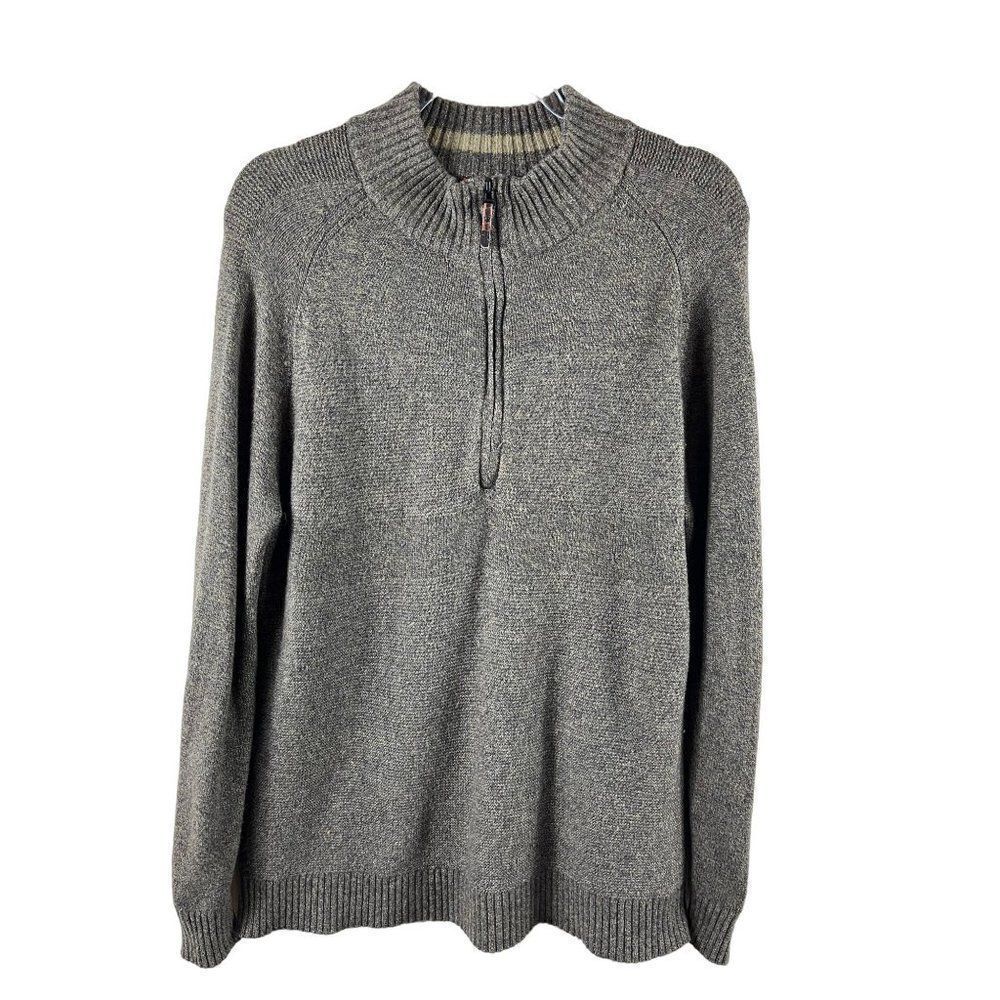 Smartwool Men's Ripple Ridge Half Zip Mock Neck Wool Blend Sweater Brown Large